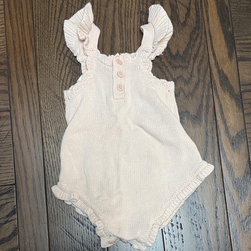 Pink Floral Knit Baby One-Piece Bodysuit - Picture 5 of 7